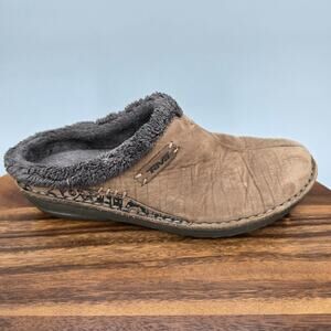Teva Kiru Mules Women's 6.5 Brown Leather Faux Fur Lined Clogs Comfort Shoes